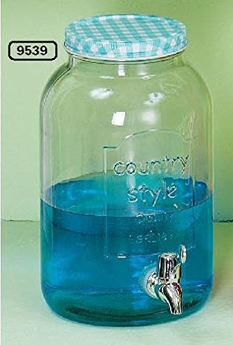 szklany niebieski słoik na napoje z kranem