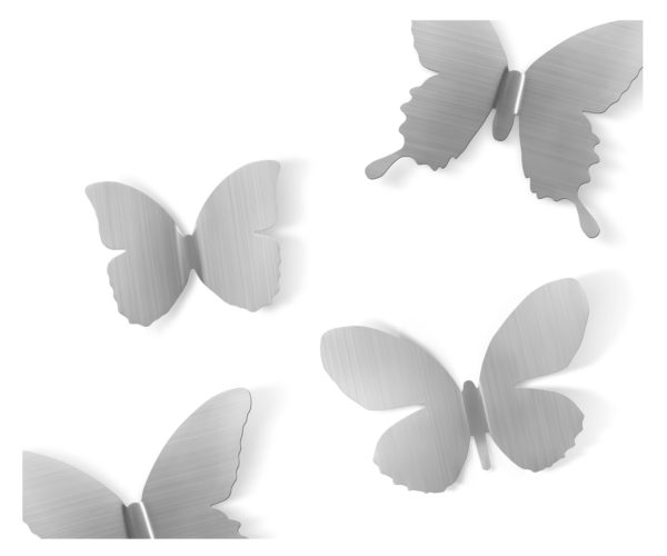 Metalowa aplikacja przestrzenna motyle trójwymiarowe metal mariposa kolor nikiel